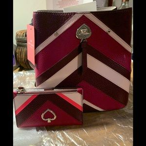 Kate Spade Chevron bundle (bag AND wallet)NWT